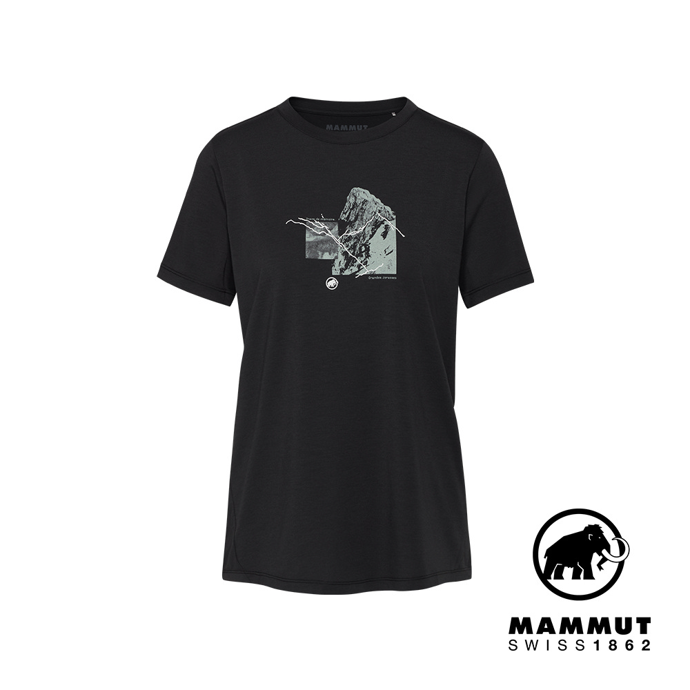 MAMMUT 長毛象 Mountain T-Shirt Women 4208m 有機棉混紡機能短袖T恤 女款 黑色 #1017-06520