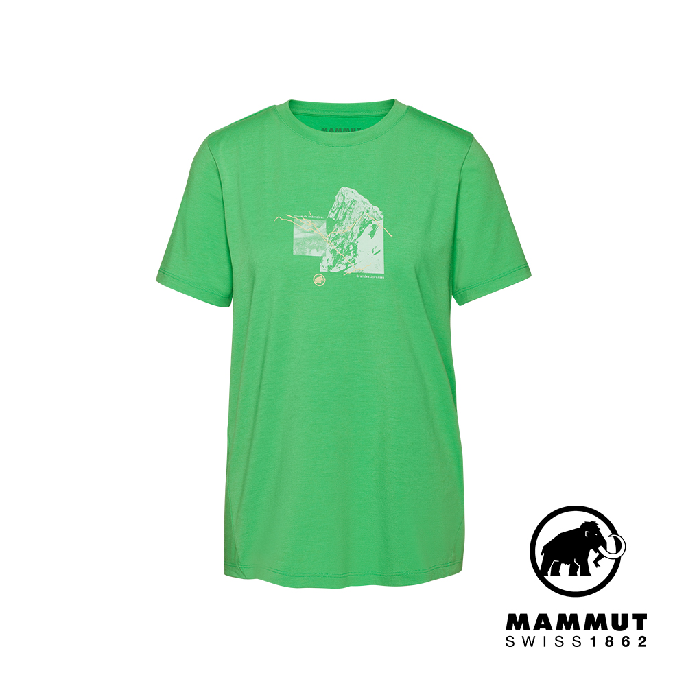 MAMMUT 長毛象 Mountain T-Shirt Women 4208m 有機棉混紡機能短袖T恤 女款 極光綠 #1017-06520