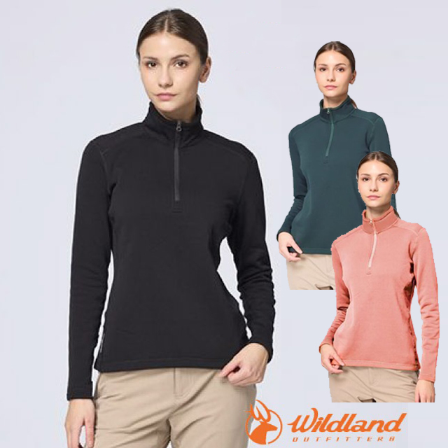WILDLAND 荒野 女 Polartec PSP彈性半開襟極暖衣.長袖中層刷毛衣/P2627