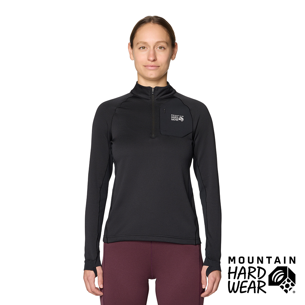 Mountain Hardwear Up First Tech Fleece Quarter 彈性保暖刷毛半拉長袖上衣 女款 黑色 #2114031