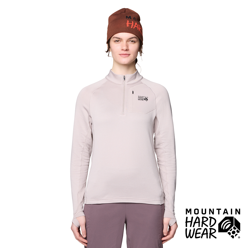 Mountain Hardwear Up First Tech Fleece Quarter 彈性保暖刷毛半拉長袖上衣 女款 光影灰 #2114031