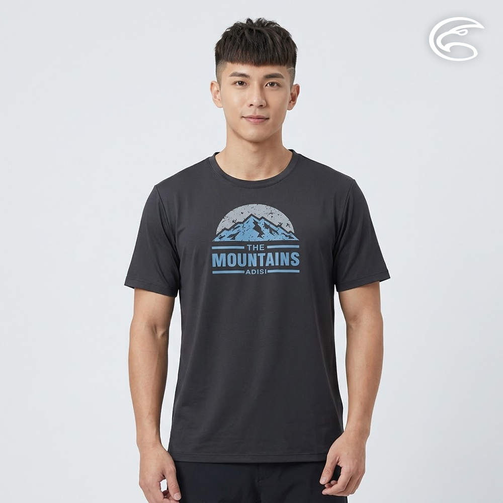 ADISI 男緹花圓領快排抑菌消臭圖騰上衣 AL2611025 深黑 (M-3XL)|透氣 吸濕排汗 防臭 彈性 排汗衣