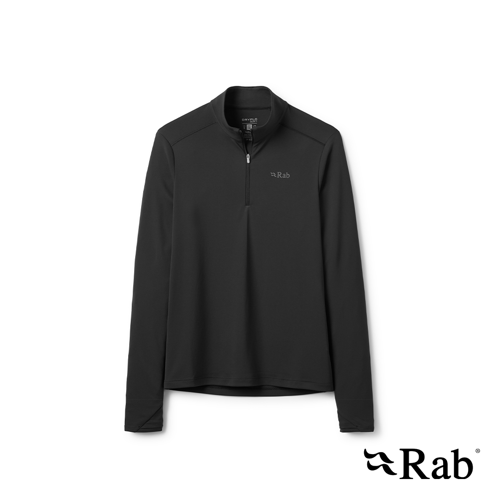 RAB Force LS Zip Wmns 長袖防曬抗臭立領半拉鍊排汗衣 黑色 女款 #QCC40