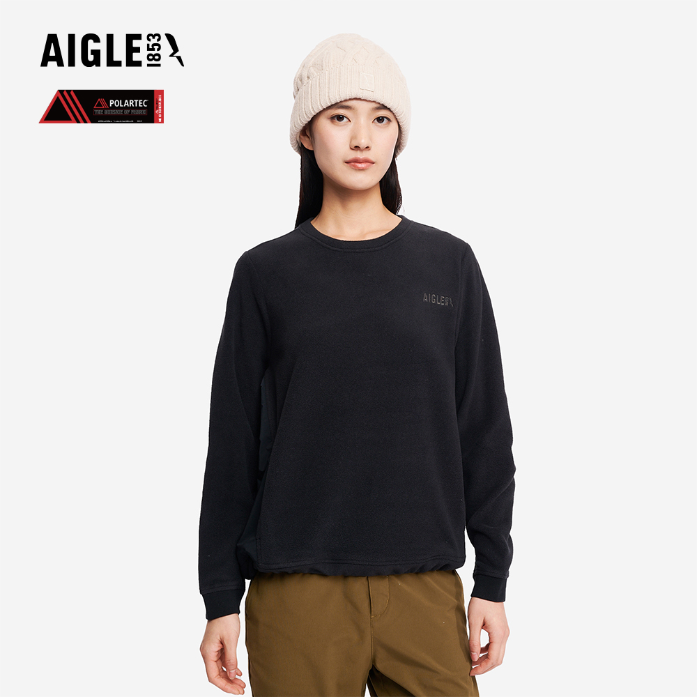 AIGLE 女 POLARTEC 刷毛保暖T恤｜AG-5A242A251 黑色 (女長袖上衣 女T恤 POLARTEC 保暖上衣 刷毛衣)