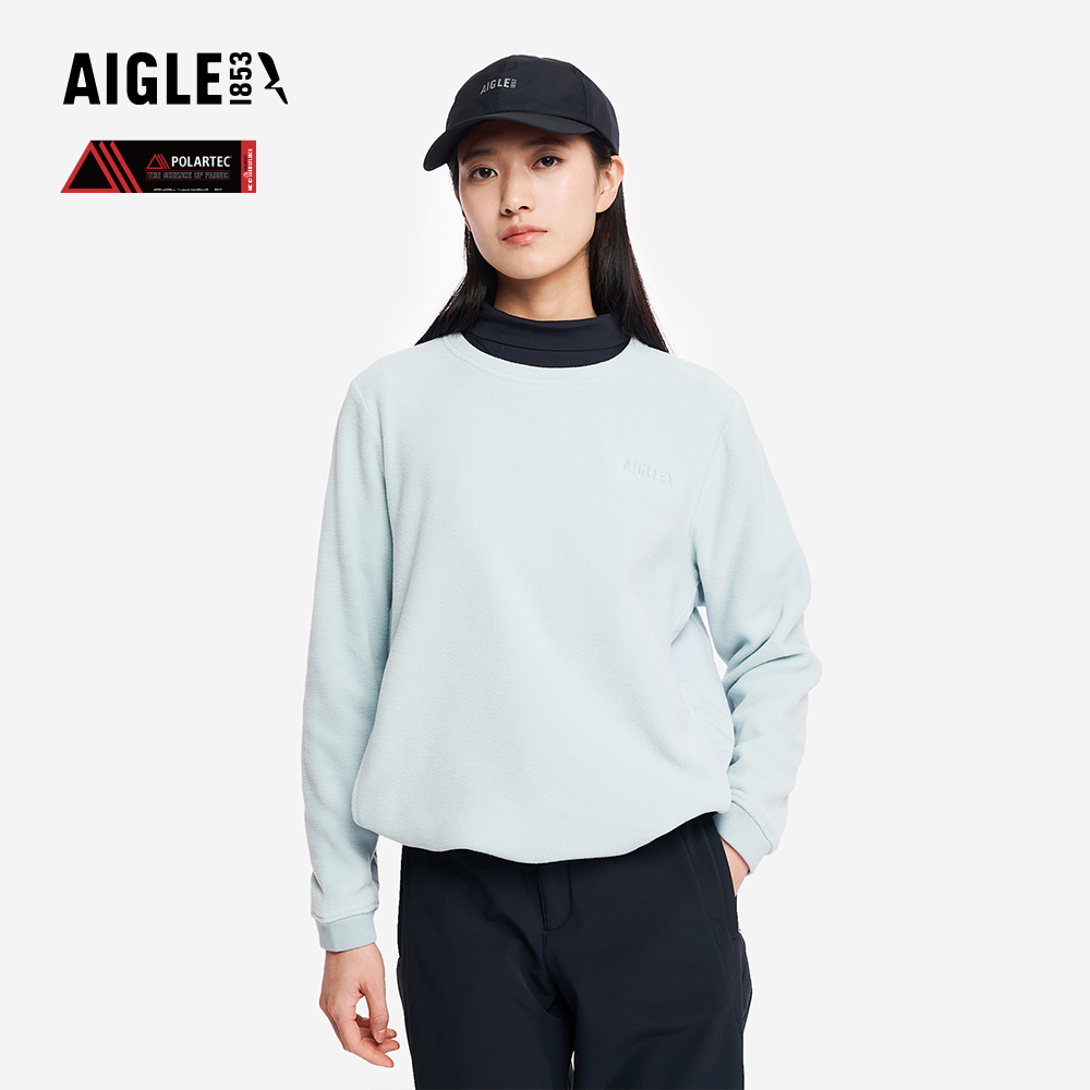 AIGLE 女 POLARTEC 刷毛保暖T恤|AG-5A242A236 冰河藍 (女長袖上衣 女T恤 POLARTEC 保暖上衣 刷毛衣)