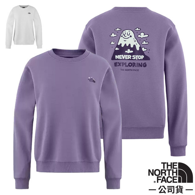 The North Face 北面 女 HIKE RLX CREW GRAPHIC 背面印花保暖長袖圓領T恤/ 8JM4