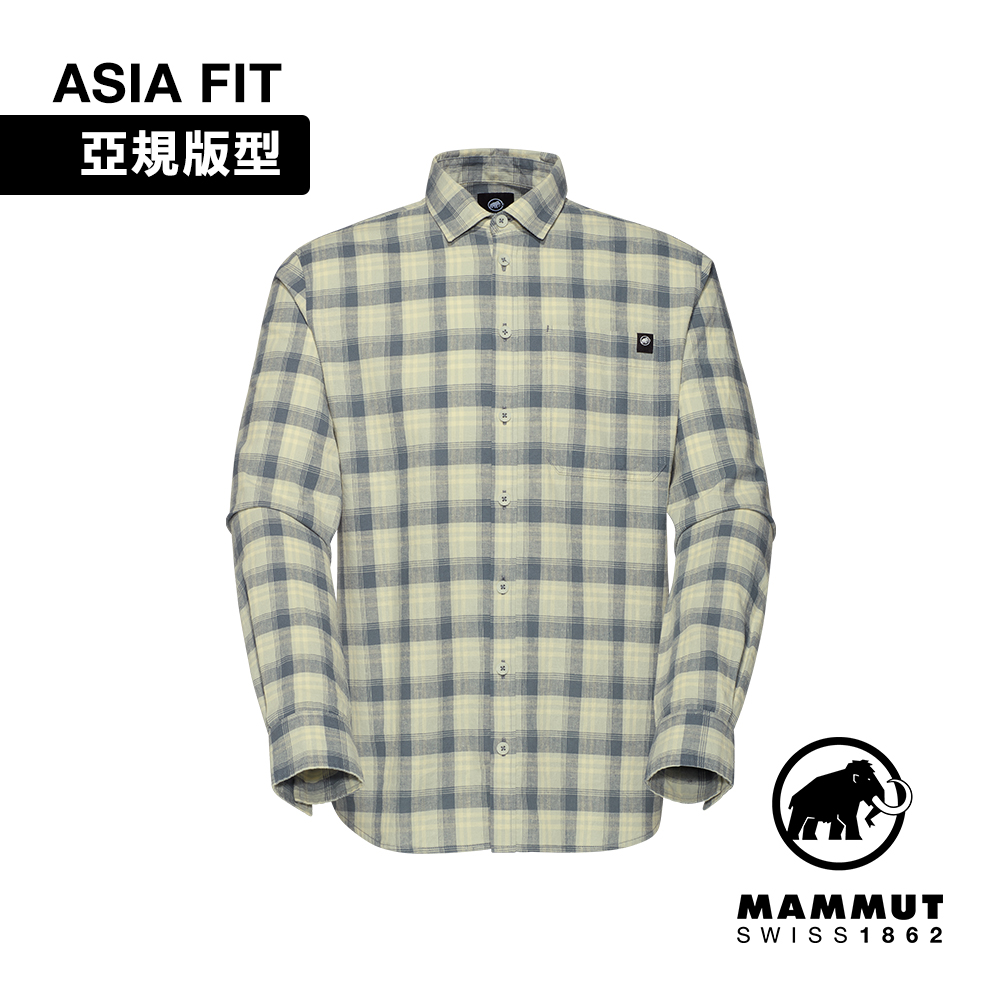 MAMMUT 長毛象 Trovat Summer LS Shirt AF 棉麻混紡長袖格紋襯衫 男款 鼠尾草銀綠/阿穆特恩黃 #1015-01600