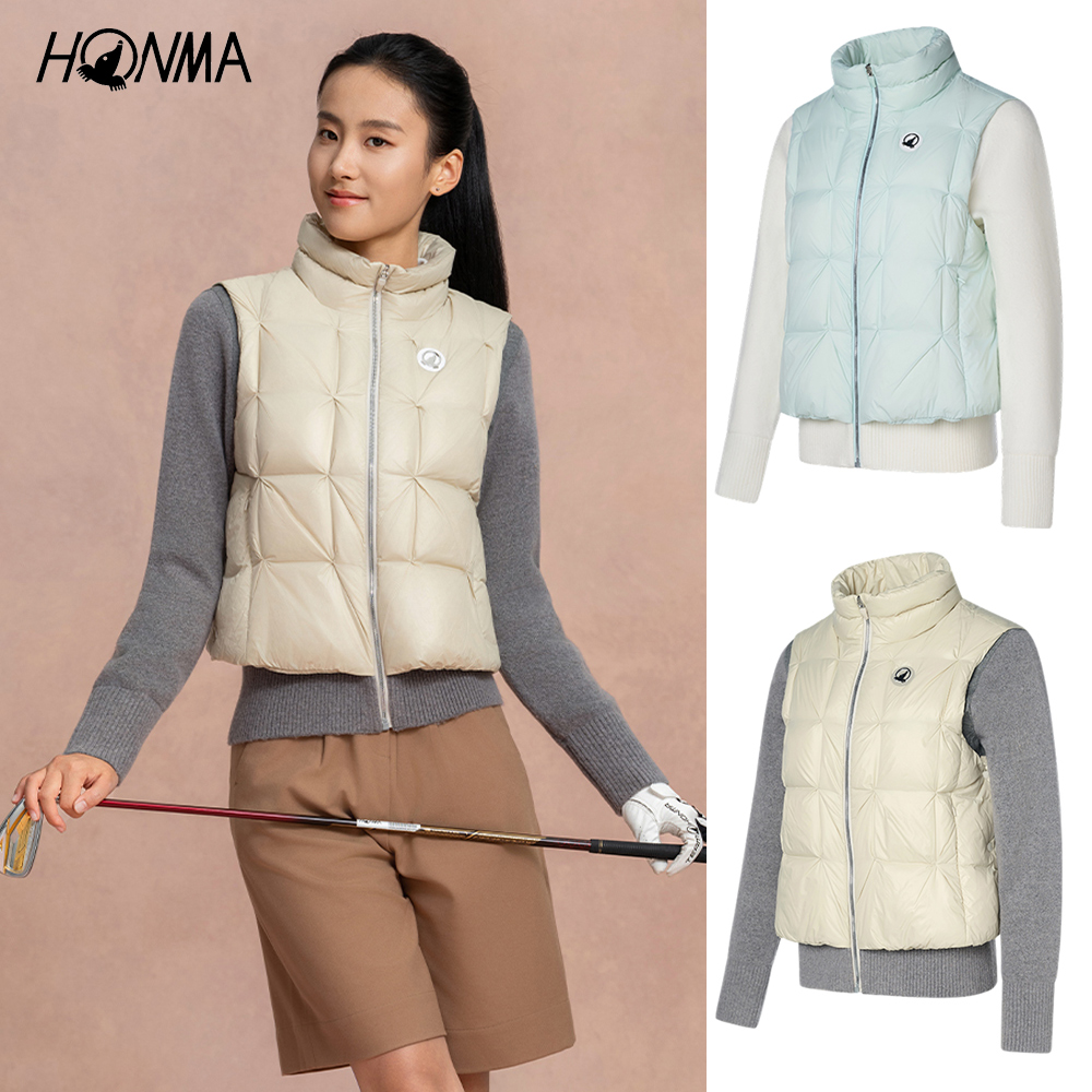 HONMA 本間高爾夫 女款商務休閒羽絨外套 2025秋冬新款 日本高爾夫專業品牌(S~L綠/米色任選HWLD121R224)