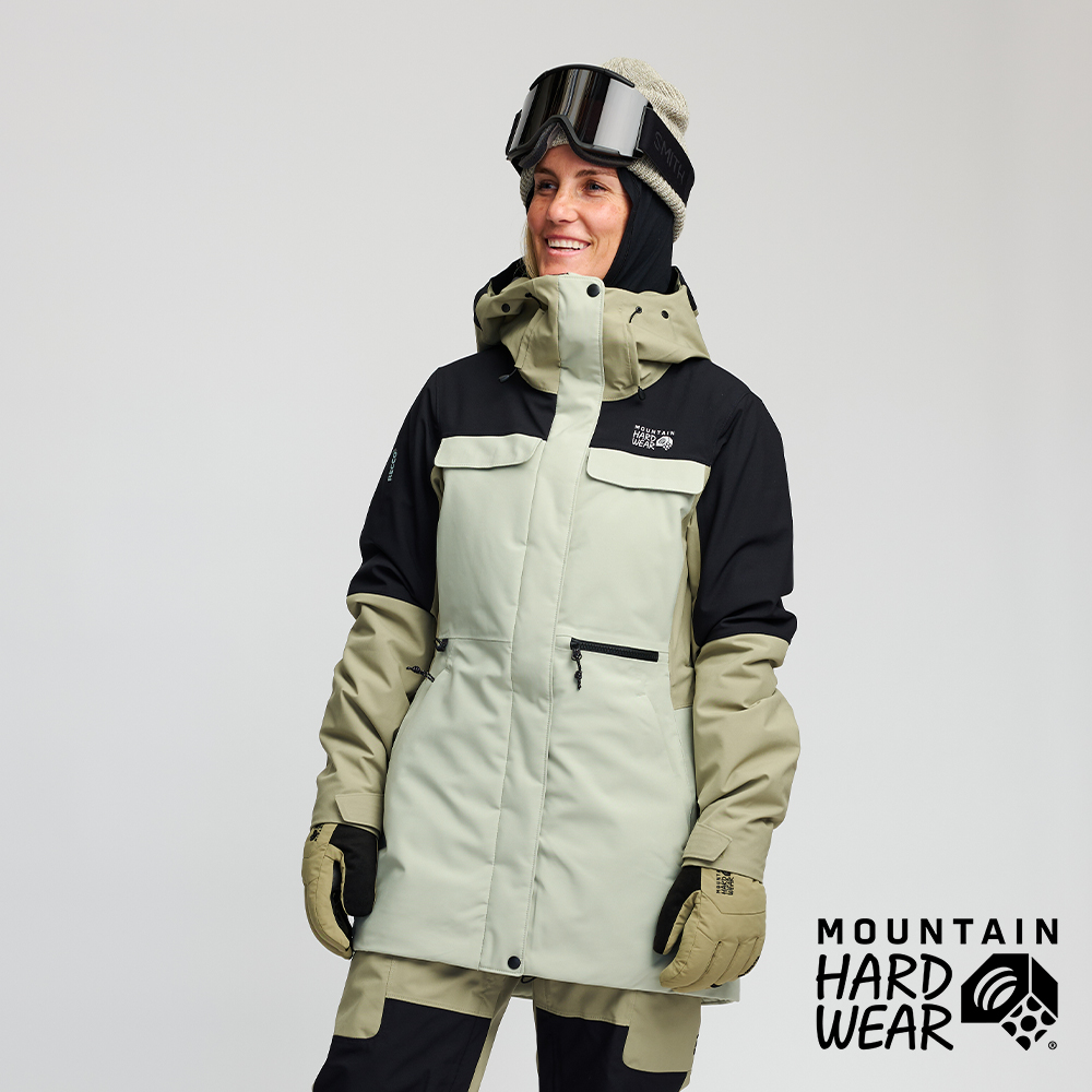 Mountain Hardwear Powder Maven Parka 滑雪防水化纖外套 女 鼠尾草白/螳螂綠/黑 #2092921
