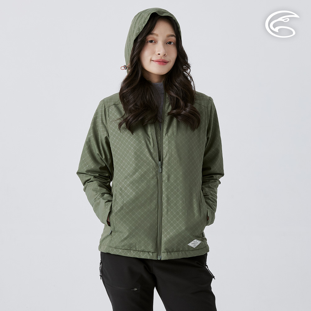 ADISI 女天鵝絨超撥水抗風保暖可拆帽外套 AJ2421075 海藻綠 (S-2XL)