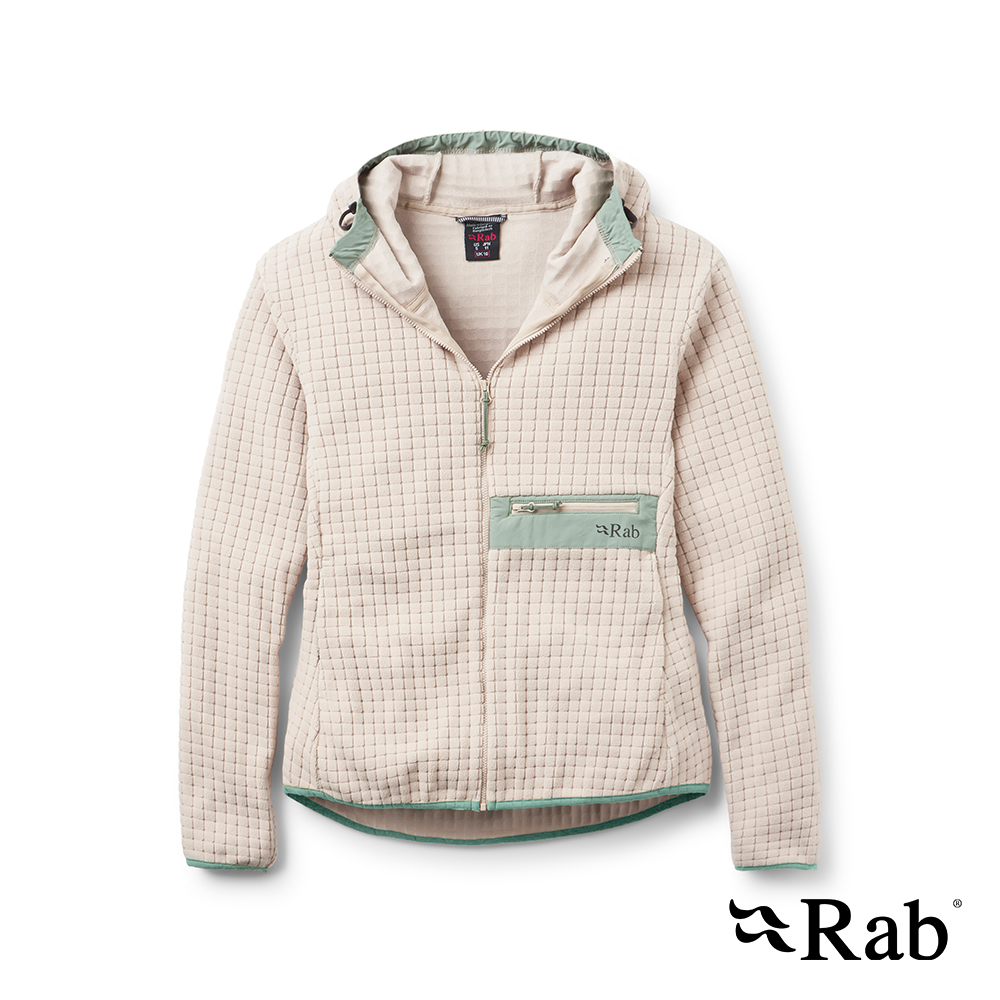 RAB Ramshaw Hoody Wmns 格紋刷毛連帽外套 鵝卵石白 女款 #QFG75