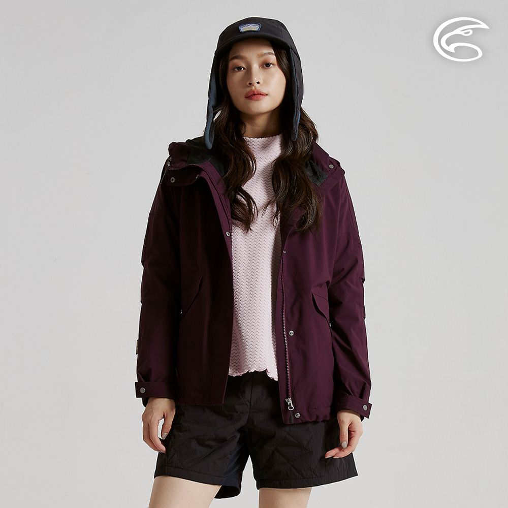 ADISI 女防水防風透氣超撥保暖連帽外套 AJ2521044 深紫 (S-3XL)|內裡毛網 防水透濕 防潑水 保暖外套