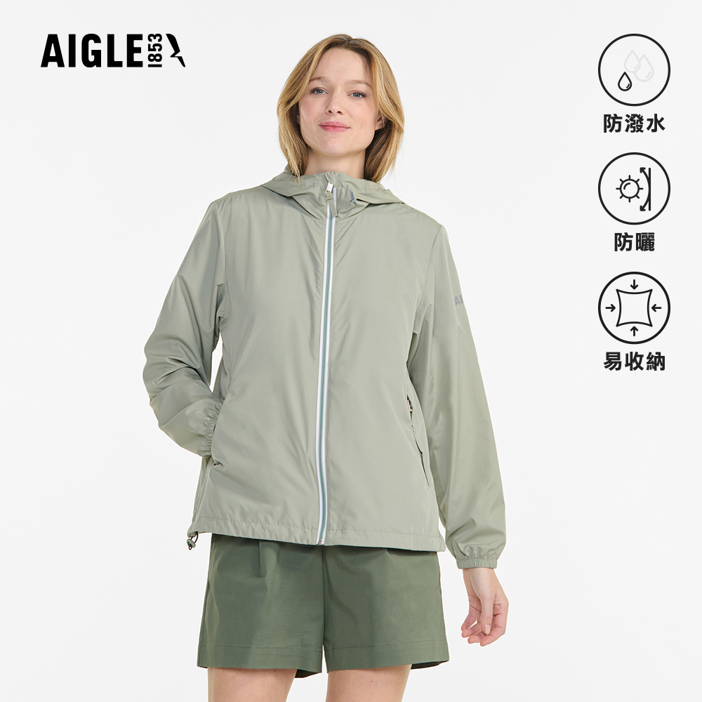 AIGLE 抗UV防潑超輕量外套|AG-5P001A242 鼠尾草綠(女裝 抗UV 防曬外套 防潑外套 輕量)