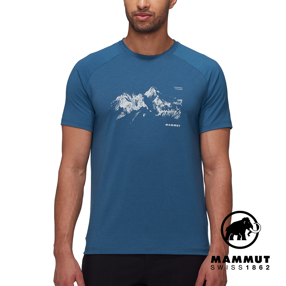 MAMMUT 長毛象 Mountain T-Shirt Men 8035m 山景有機棉短袖T恤 男款 深冰藍 #1017-04503