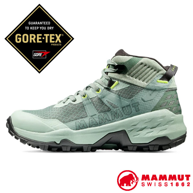 MAMMUT 長毛象 女 Sertig II Mid GORE-TEX 輕巧耐用多功能鞋.登山健行/EVA中底厚底_3030-04840-40240 玉石綠/深玉石綠