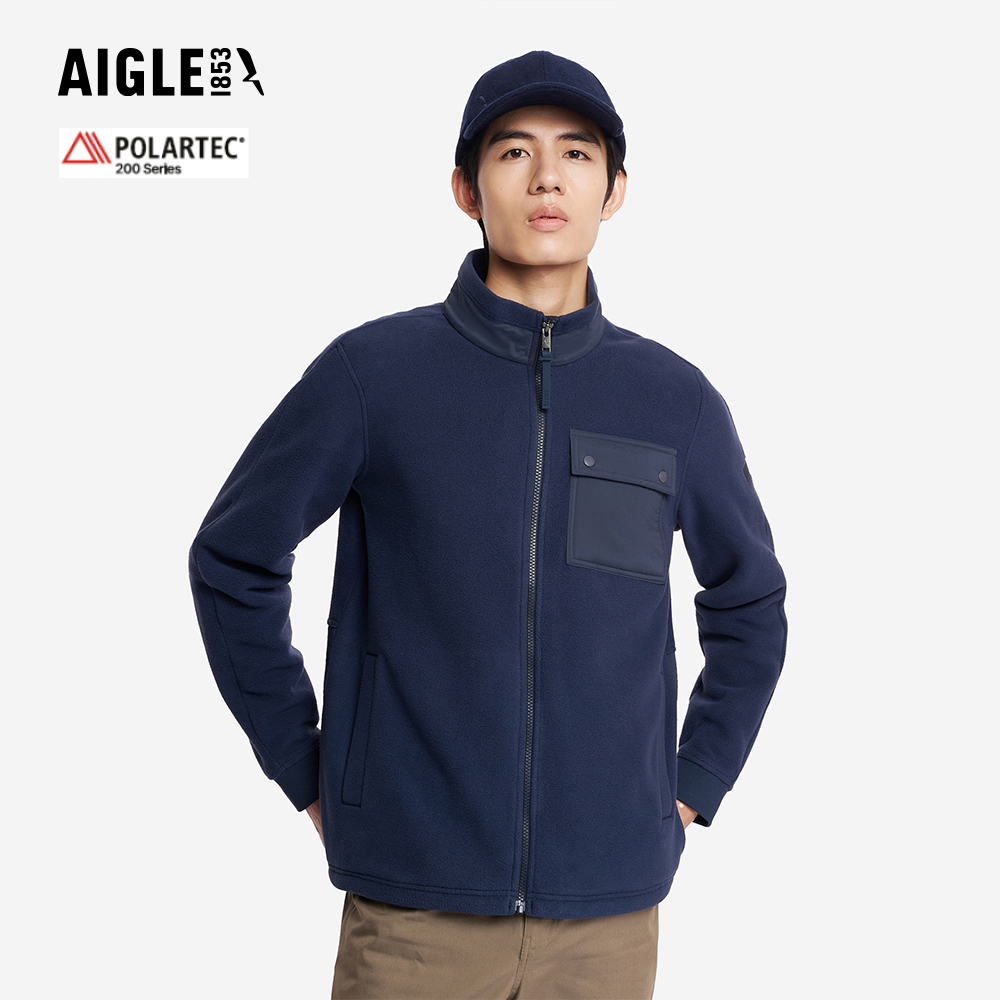 AIGLE 男 POLARTEC 刷毛保暖外套｜AG-5A126A057 深藍 (男外套 保暖外套 刷毛外套 刷毛衣)