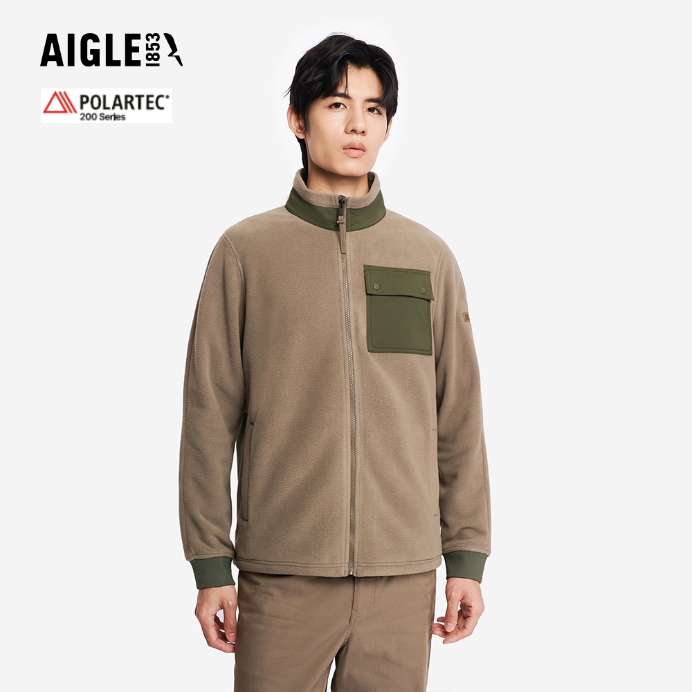 AIGLE 男 POLARTEC 刷毛保暖外套｜AG-5A126A163 灰棕 (男外套 保暖外套 刷毛外套 刷毛衣)