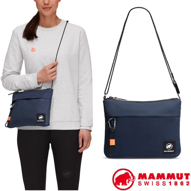 MAMMUT 長毛象 新款 Xeron Sacoche Waxed 側背包2L/單肩包.隨身包/2810-00250-5975 海洋藍/黑