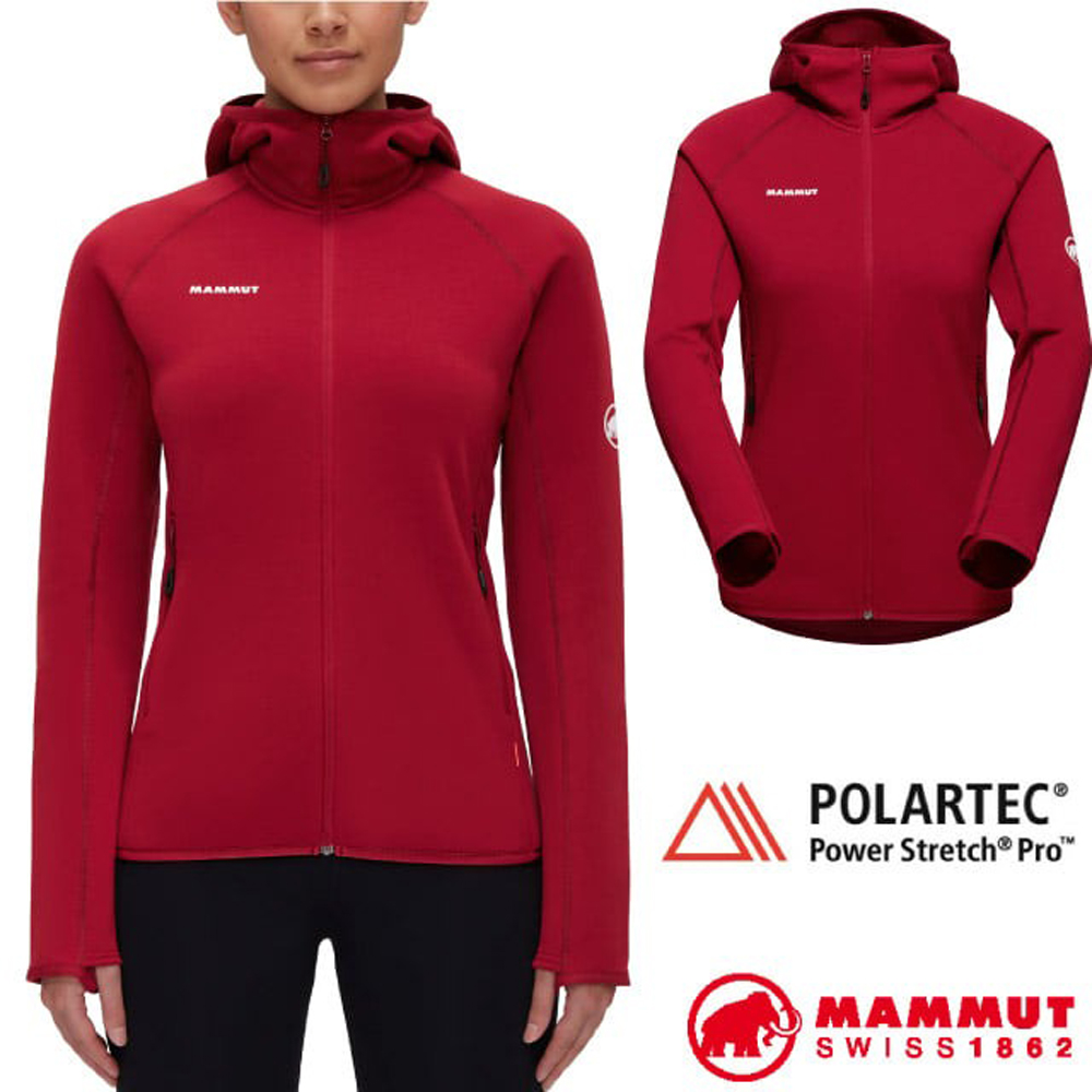 MAMMUT 長毛象 女 Aconcagua 輕量透氣快乾耐磨保暖連帽外套/1014-04441-3715 緋紅