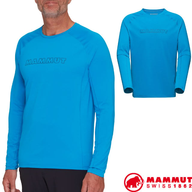 MAMMUT 長毛象 男 Selun FL 快乾彈力長袖圓領運動T恤.休閒衫/HeiQ Fresh FFL無銀防臭.防曬/1016-01440-50589 冰川藍