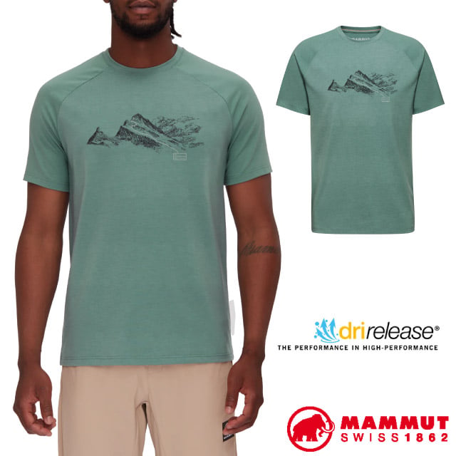 MAMMUT 長毛象 男款 Mountain 輕量吸濕排汗短袖圓領休閒衫(芬斯特瓦山).T恤.運動上衣/1017-04502-40236 深玉石綠