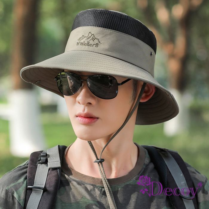 【Decoy】撞色型男網眼漁夫登山戶外遮陽帽/顏色可選