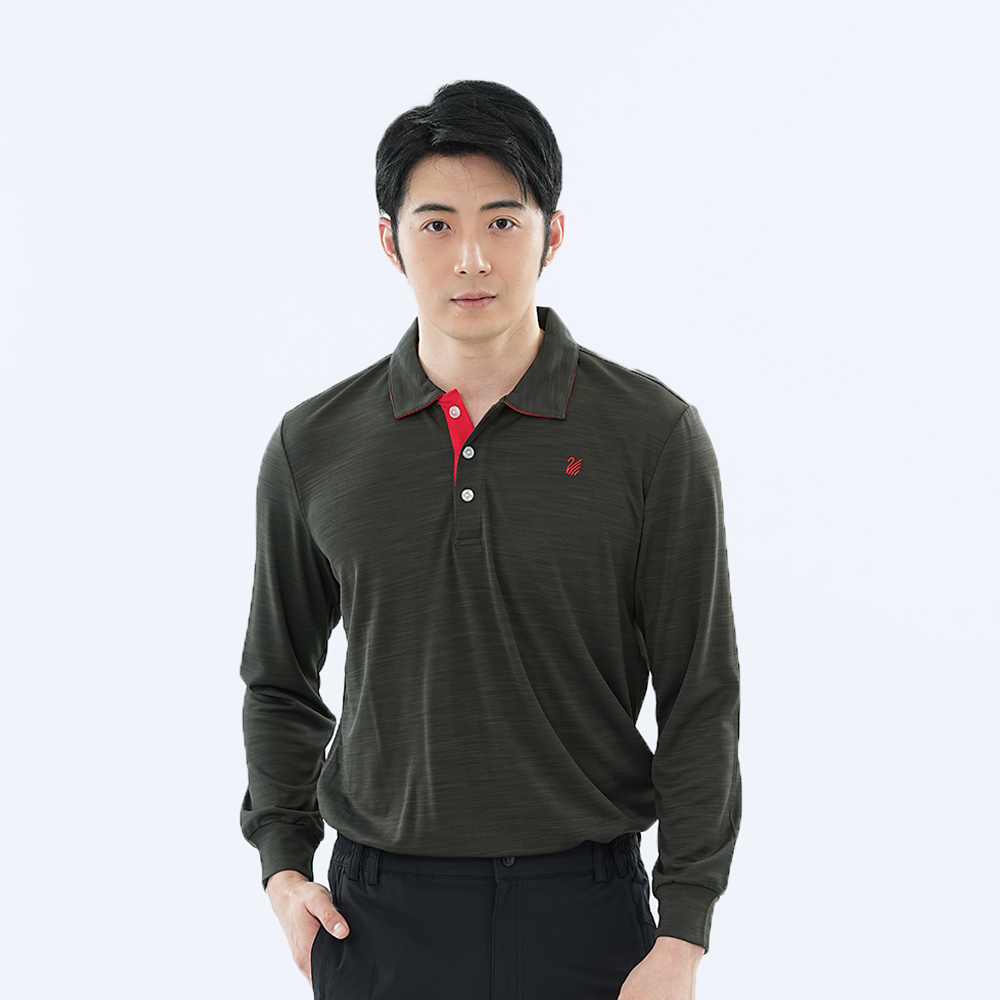 遊遍天下 MIT台灣製男款環保紗抗UV吸濕排汗機能長袖POLO衫 / 深灰 (GL1022)