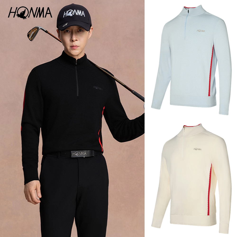 HONMA 本間高爾夫 男士套頭針織衫 2025秋冬新款 日本高爾夫專業品牌(L~XXL 藍/黑/白色 HMLD504R533)