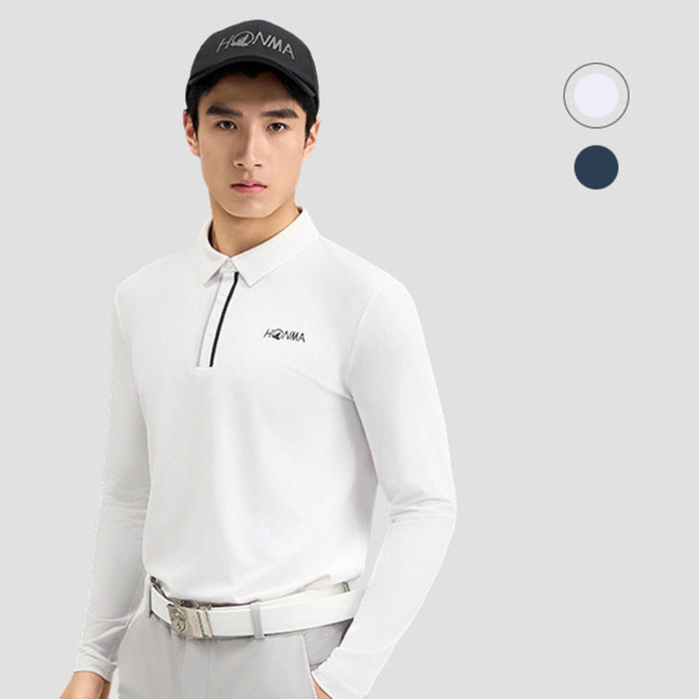 HONMA 本間高爾夫 男款長袖休閒polo衫 2026春夏款 日本高爾夫品牌(M-2XL 黑色 HMMC705R122)