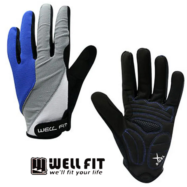 WELL FIT 威飛客 X-GEL 吸排 全指自行車專業手套 - 寶藍