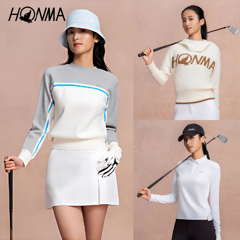 HONMA 本間高爾夫 女款 長袖/保暖polo針織衫 2025秋冬新款 日本高爾夫專業品牌(S~L多款多色任選)