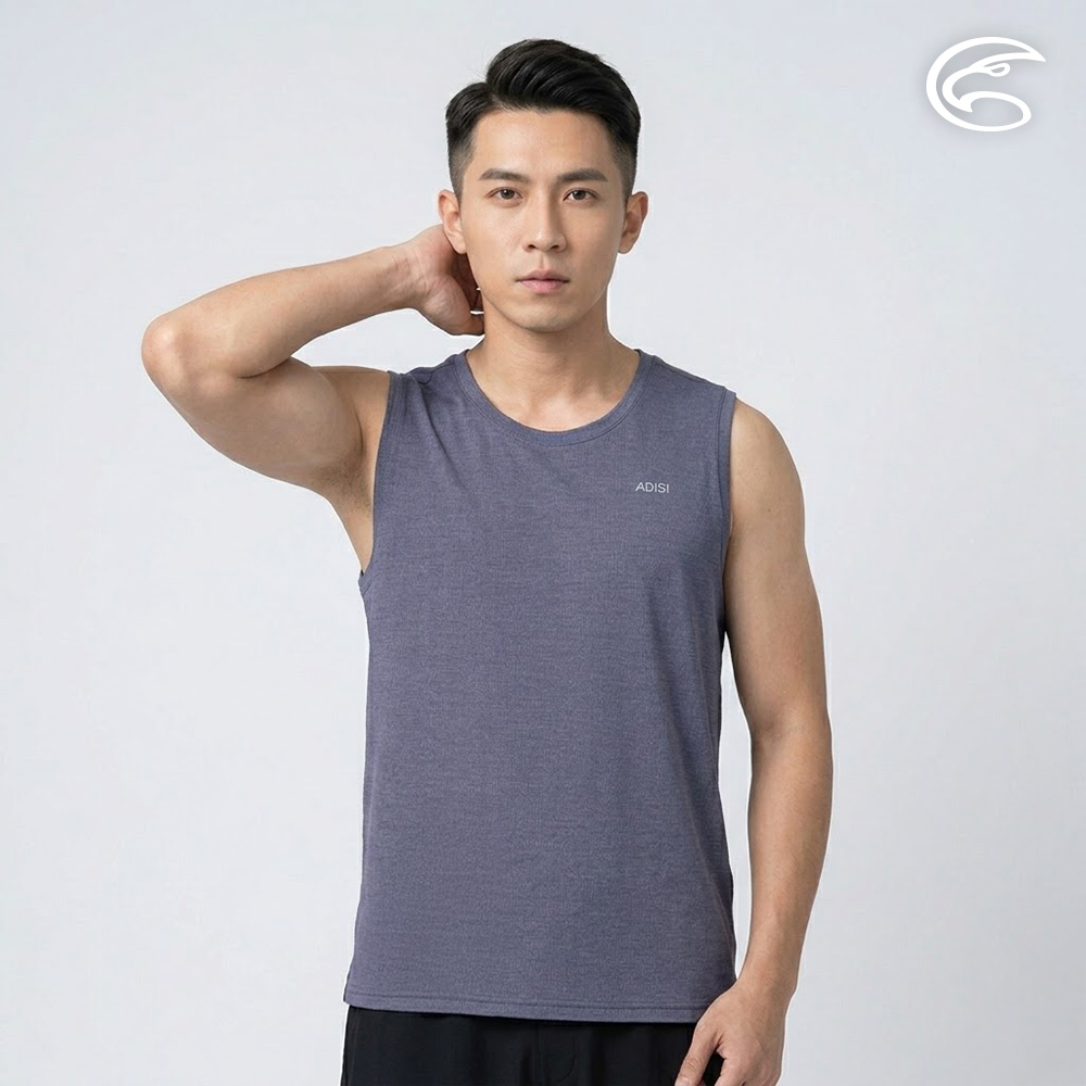 ADISI 男輕量散熱超透氣抑菌消臭背心 AV2611021 濃藍 (M-3XL)|吸濕排汗 快乾 防臭 輕量 排汗衣