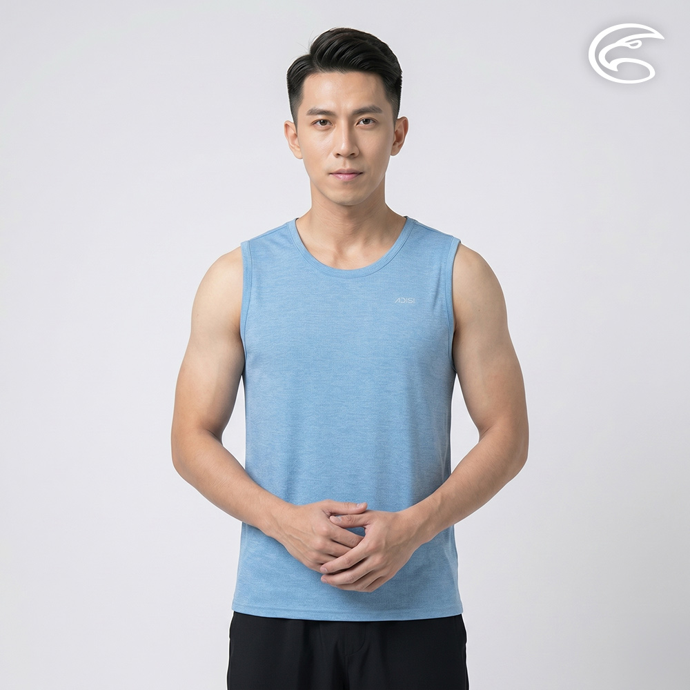 ADISI 男輕量散熱超透氣抑菌消臭背心 AV2611021 石青 (M-3XL)｜吸濕排汗 快乾 防臭 輕量 排汗衣