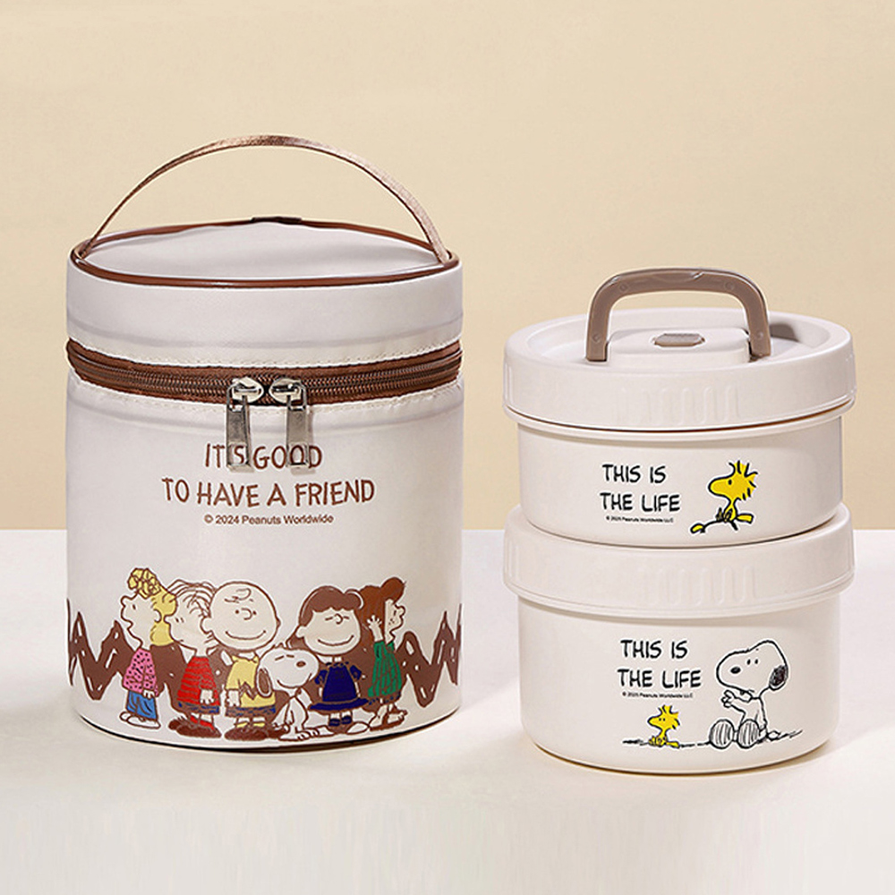 SNOOPY 史努比 多用途316不鏽鋼餐盒套組-兩件組(附保溫提袋)