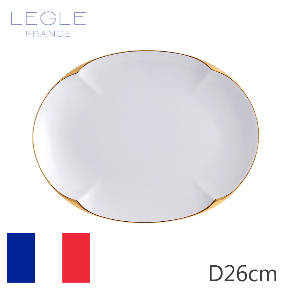 【LEGLE】法國如意橢圓盤26cm-金邊