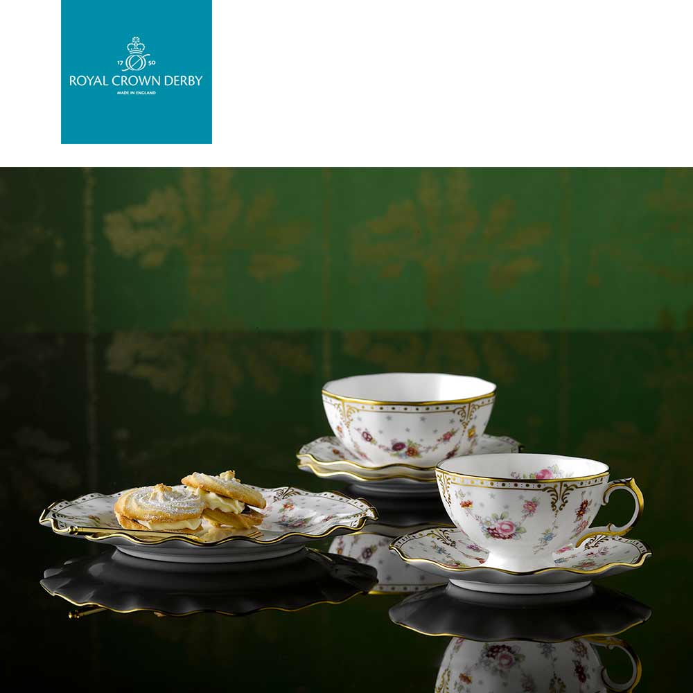英國Royal Crown Derby-皇家安東尼特下午茶系列 (20CM盤 & 225ml杯盤組 ) (原裝彩盒)