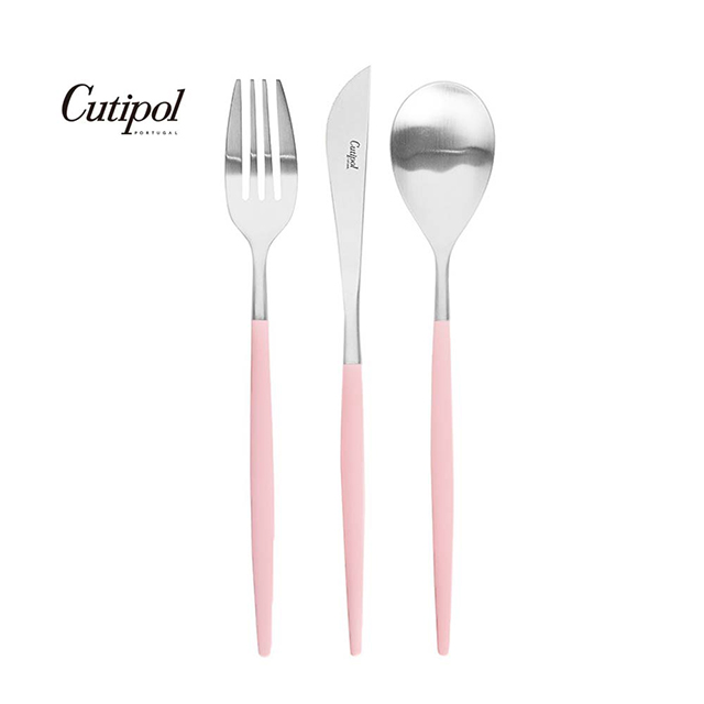 Cutipol 葡萄牙 MIO系列-粉柄霧面不銹鋼-21.5cm主餐刀叉匙-3件組