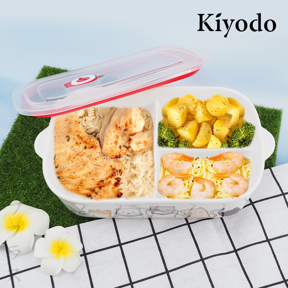 一品川流 KIYODO 陶瓷保鮮餐盒-3格-1入組