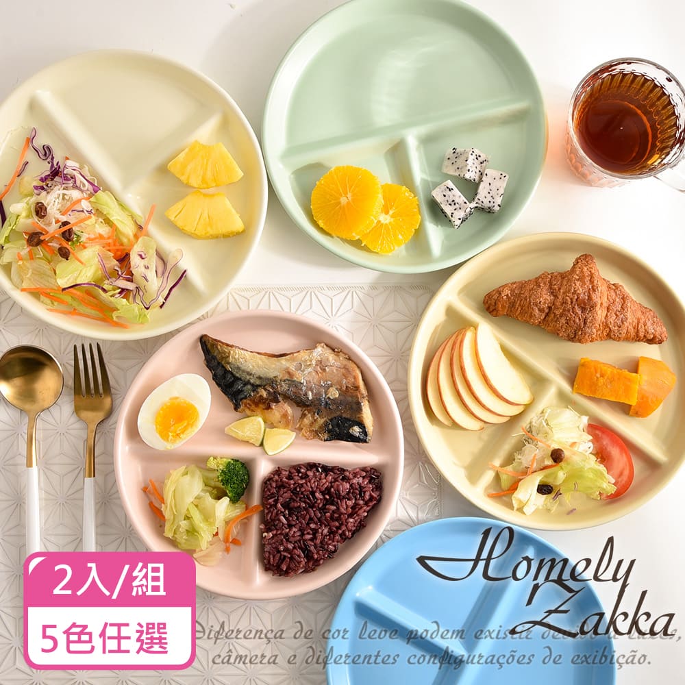 Homely Zakka 北歐陶瓷健康分隔餐盤_2入組