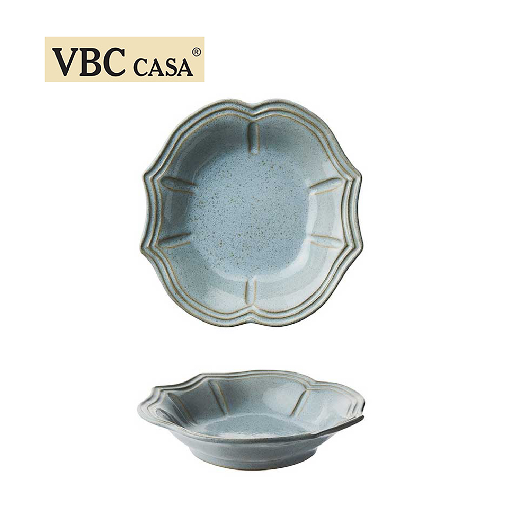 義大利VBC casa-FONDACO系列-23.5cm湯碗-復古灰藍 湯盤 深盤 水果盤