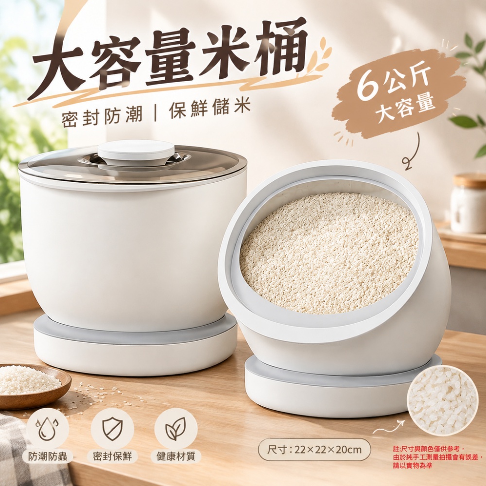 意馳 YICHI 櫥櫃米桶 12斤前開蓋 櫃內適用家用儲存罐 食品級密封米箱