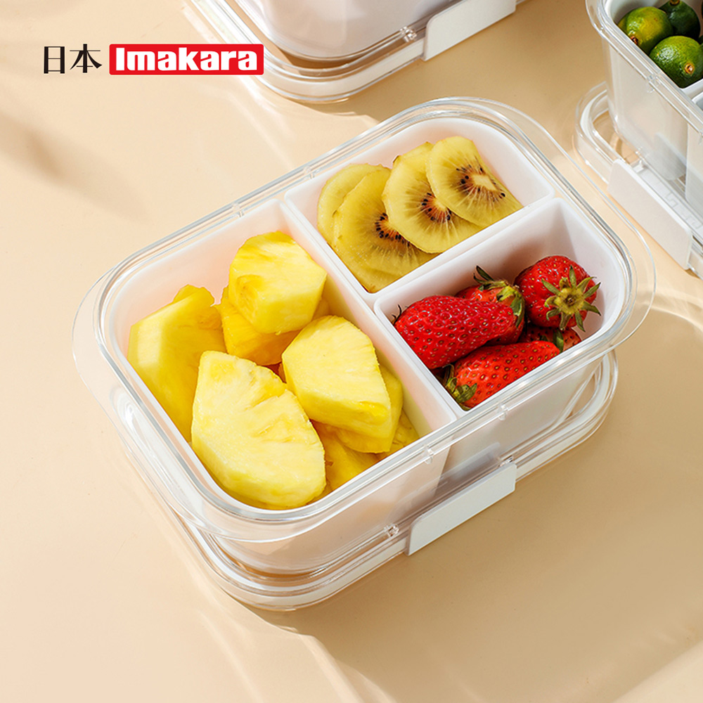 Imakara 無印風分隔保鮮盒/輕食水果盒-800ml-3入