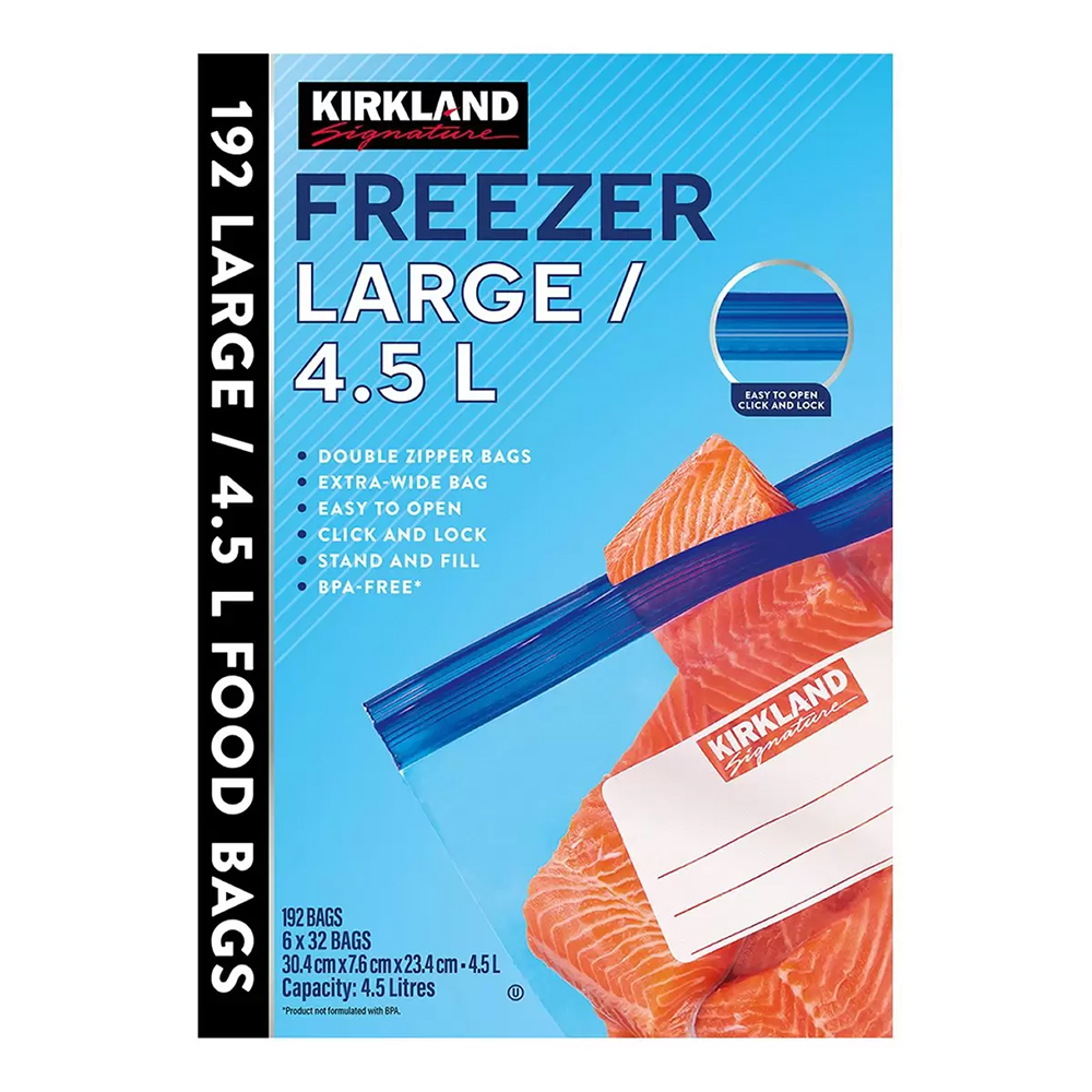 Kirkland 科克蘭 雙層夾鏈冷凍保鮮袋(大)32入x6盒/箱