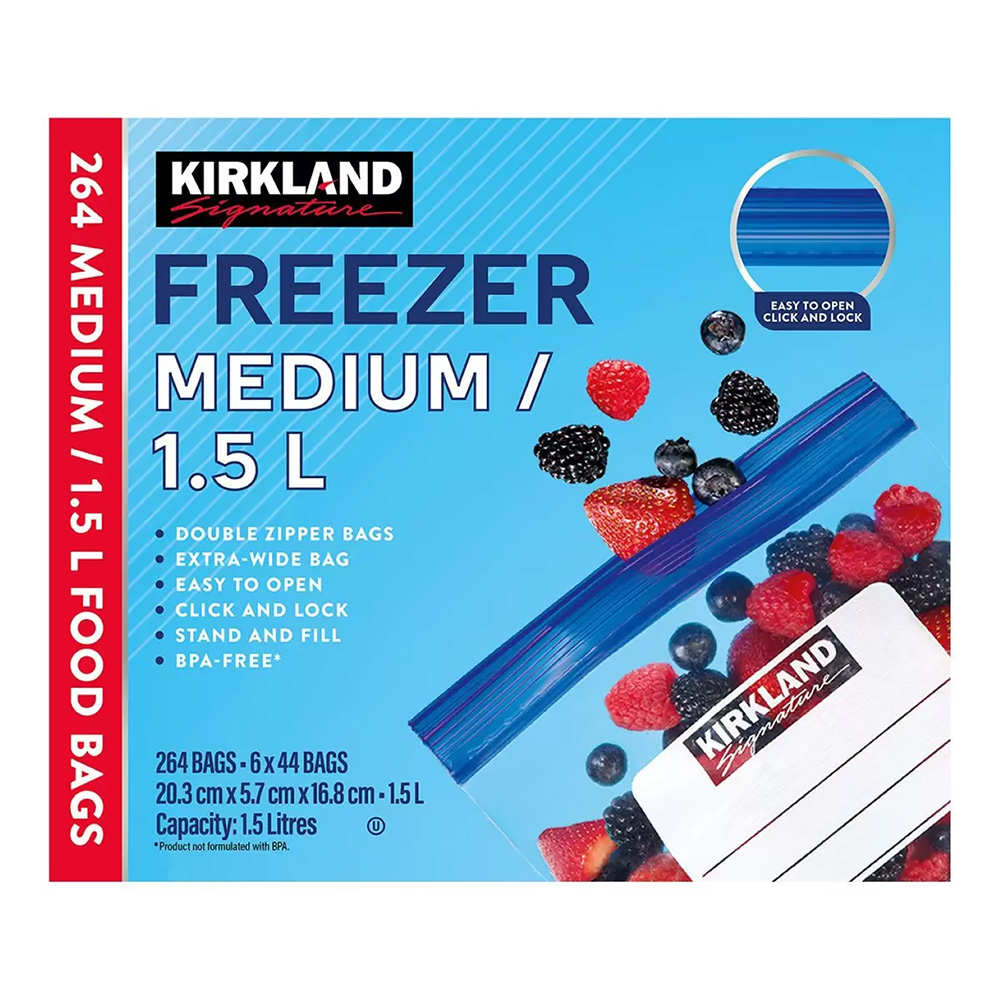 Kirkland 科克蘭 雙層夾鏈冷凍保鮮袋(中)44入x6盒/箱