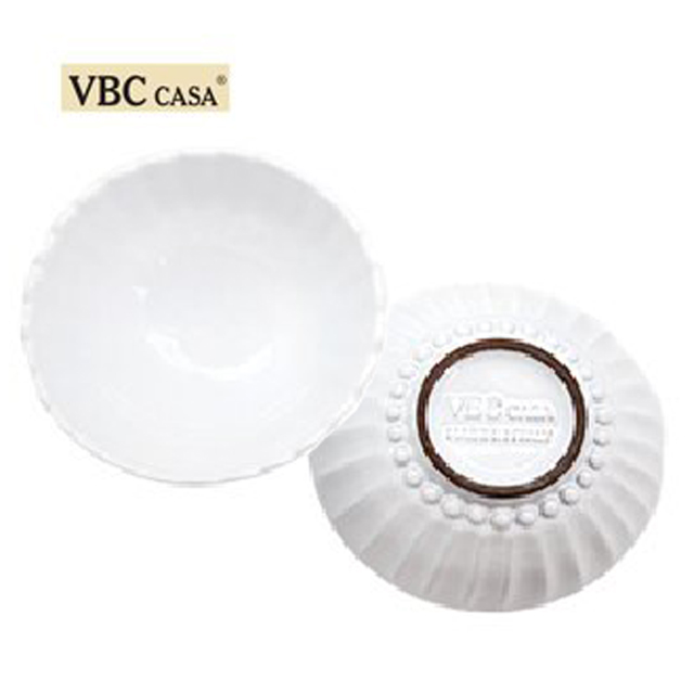 義大利VBC casa-簡約純白條紋系列12cm圓碗(2件組) 經典白 手工製作 碗