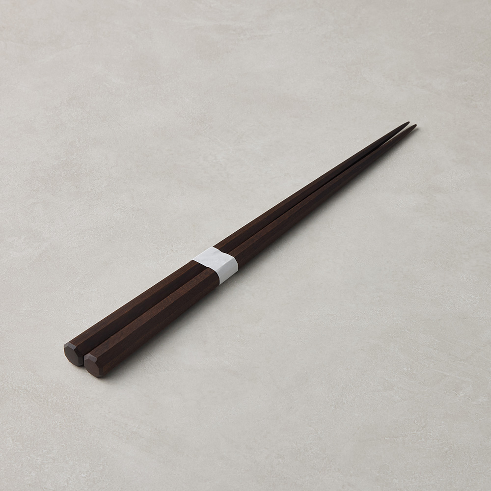 有種創意 -日本川上-龜甲六角木筷-黑棕色(23cm)
