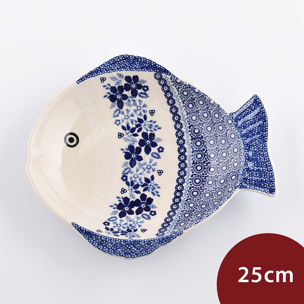 波蘭陶 波蘭陶 蔚藍花語系列 魚形深盤 25cm