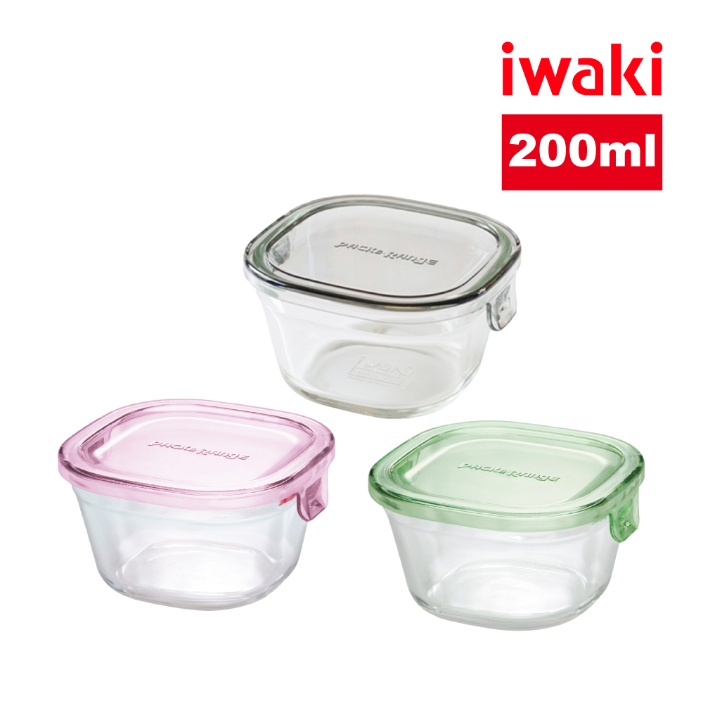 iwaki_ 耐熱玻璃方形微波保鮮盒200ml