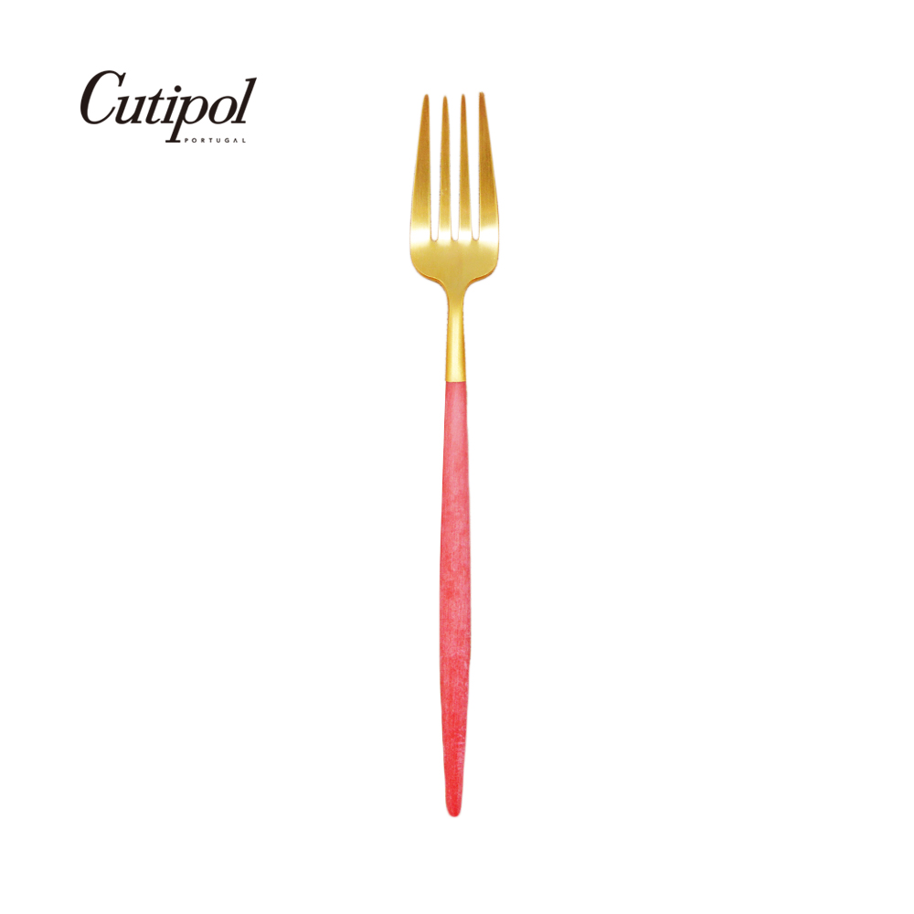 Cutipol 葡萄牙-GOA系列-紅金霧面不鏽鋼-21.5cm主餐叉