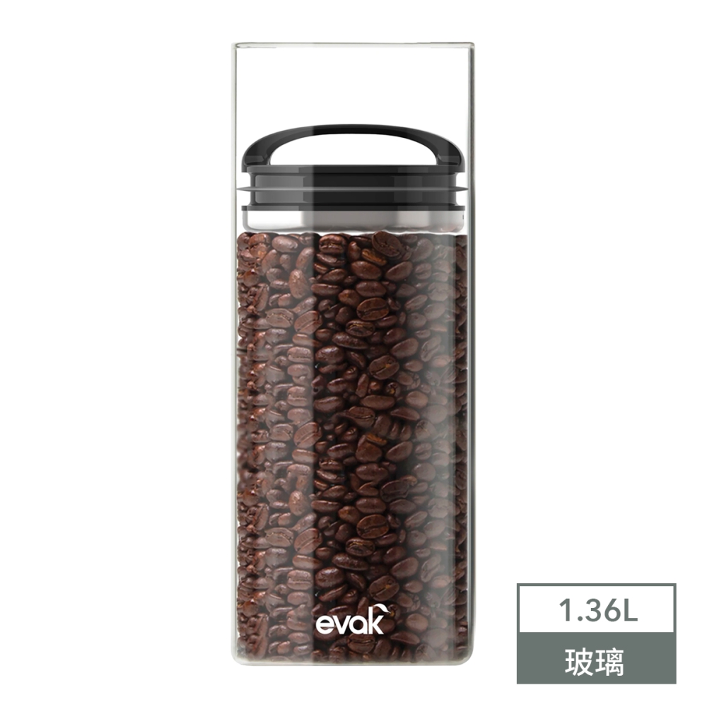PREPARA [] EVAK 密封儲物罐 COMPACT 系列玻璃/亮面把手(3號)-1360ml
